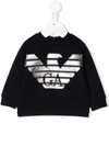 Emporio Armani Logo Crew-neck Sweatshirt In Blue