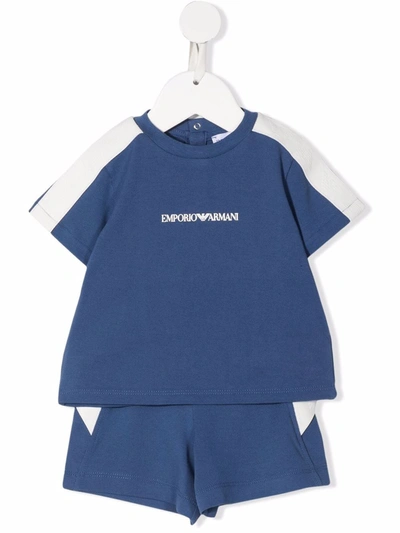 Emporio Armani Babies' Logo-print Set In Blue