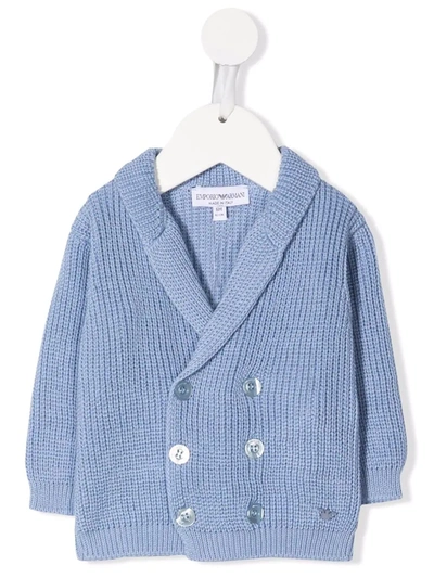 Emporio Armani Babies' Teen Double-breasted Cardigan In Blue