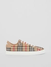 BURBERRY BURBERRY CHECK AND LEATHER SNEAKERS