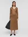 Joseph Lurex V Neck Jumper In Camel