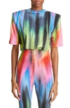 Attico Rainbow-print Short-sleeved T-shirt In Multicolor