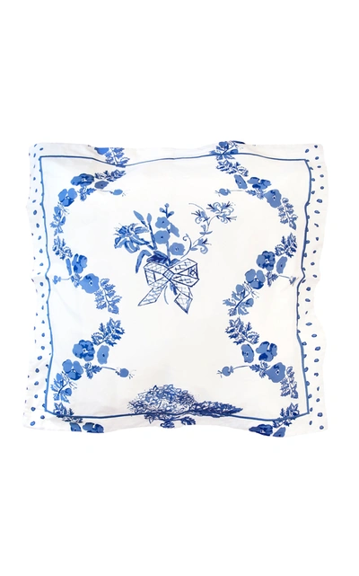 Janie Kruse Garnett Euro Bridge Street-printed Cotton Pillow Sham In Blue