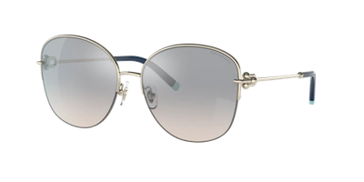 Tiffany & Co Tf3082 Butterfly-frame Metal And Acetate Sunglasses In Gradient Blue Mirror Silver