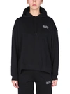 Ganni Software Logo Hooded Cotton-blend Sweatshirt In Black