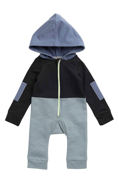 Sovereign Code Babies' Colorblock Hooded Coverall In Black/ Dk Sea