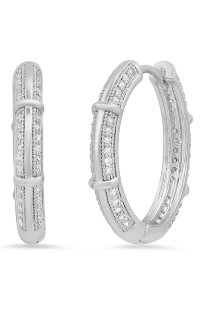 Hmy Jewelry 18k Gold Plated Stainless Steel Simulated Diamond Hoop Earrings In Metallic