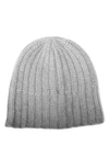 Portolano Ribbed Cashmere Knit Beanie In Light Heather Grey