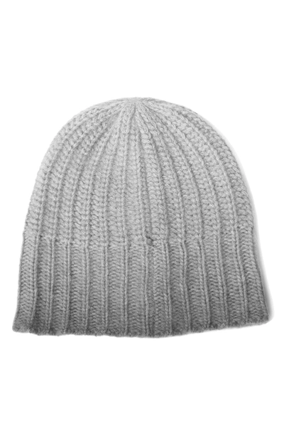 Portolano Ribbed Cashmere Knit Beanie In Light Heather Grey
