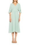 Alexia Admor August Draped Midi Fit & Flare Dress In Mint Green