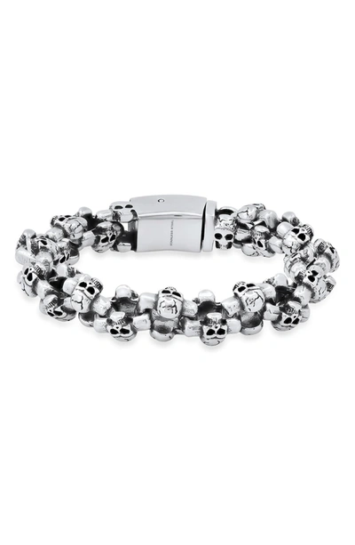 Hmy Jewelry Stainless Steel Skull Chain Bracelet In Metallic