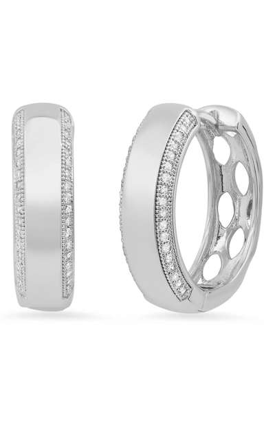 Hmy Jewelry Stainless Steel Simulated Diamond Hoop Earrings In Metallic