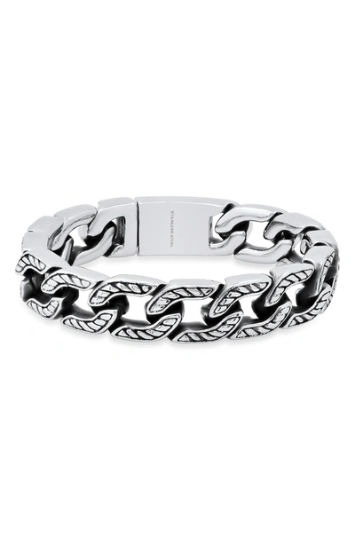 Hmy Jewelry Heavy Oxidized Stainless Steel Chain Bracelet In Metallic