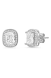 Hmy Jewelry Radiant-cut Simulated Diamond Halo Stud Earrings In Metallic