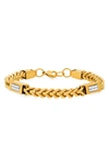 HMY JEWELRY 18K GOLD PLATED STAINLESS STEEL SIMULATED DIAMOND CHAIN BRACELET