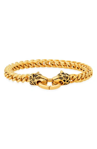 Hmy Jewelry 18k Gold Plated Stainless Steel Wheat Chain Bracelet In Yellow