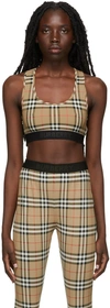 BURBERRY BEIGE VINTAGE CHECK SPORTS BRA