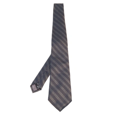 Pre-owned Valentino Garavani Brown Striped Silk Tie