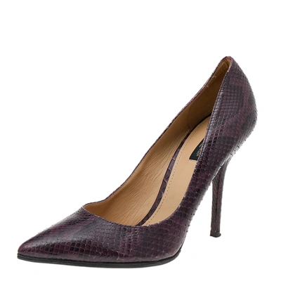 Pre-owned Dolce & Gabbana Dark Purple/black Snakeskin Pointed Toe Pumps Size 40