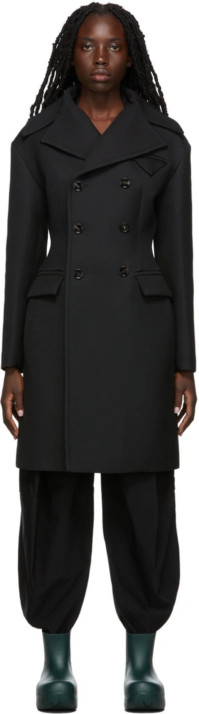Bottega Veneta Black Wool Double-breasted Coat