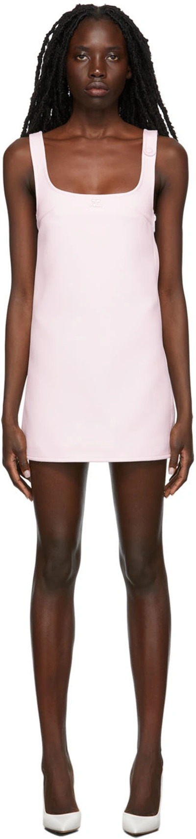 Courrèges Pink Workwear Mini Dress In Neutrals