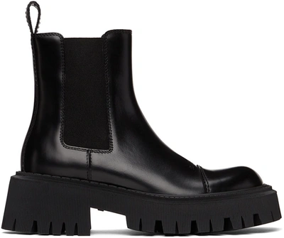 Balenciaga Tractor Leather Ankle Boots In Black
