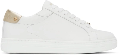 Jimmy Choo Rome Metallic-trimmed Leather Sneakers In White