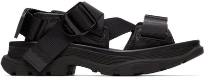 Alexander Mcqueen Black Tread Sandals With Ergonomic Rubber Sole