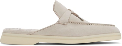 Loro Piana Babouche Charms Walk Suede Slippers In Beige