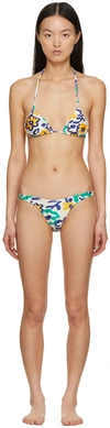 Mirror Palais Ssense Exclusive White & Navy Classic Bikini In Splash