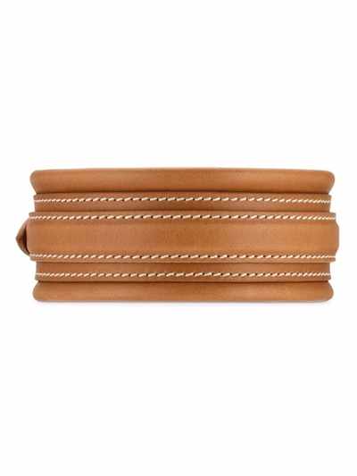 Gucci Buckled Leather Choker In Brown