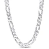 Amour 12.3 Mm Flat Figaro Chain Necklace In 18k Yellow Gold Plated Sterling Silver In Silver