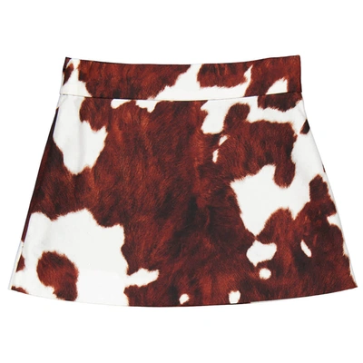 Burberry Girls Cow-print Mini Skirt In Brown Ip Pttn