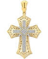 Macy's Men's Diamond Cross Openwork Pendant (1 Ct. T.w.) In 10k Gold In Gold