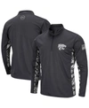 Colosseum Men's Charcoal Kansas State Wildcats Oht Military-inspired Appreciation Digi Camo Quarter-zip Jacket In Charcoal