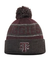 TOP OF THE WORLD MEN'S MAROON AND HEATHER CHARCOAL TEXAS A & M AGGIES BELOW ZERO CUFFED POM KNIT HAT
