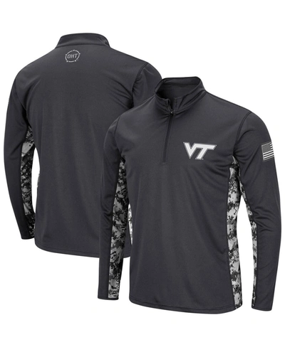Colosseum Men's Charcoal Virginia Tech Hokies Oht Military-inspired Appreciation Digi Camo Quarter-zip Jacket