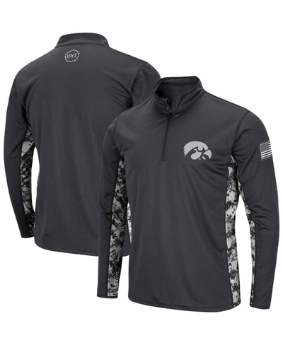 Colosseum Men's Charcoal Iowa Hawkeyes Oht Military-inspired Appreciation Digi Camo Quarter-zip Jacket