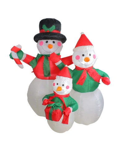 Northlight 4' Inflatable Snowman Family Lighted Christmas Yard Art Decoration In White