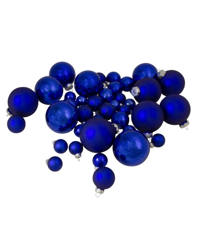 Northlight 40 Count Shiny And Matte Royal And Glass Ball Christmas Ornaments In Blue