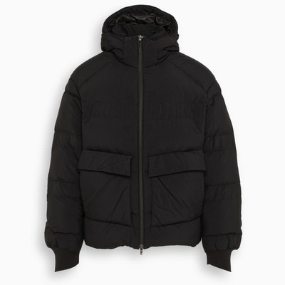 Y-3 Black Down Jacket With Logo Print