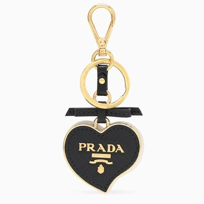 Prada Black Logo Heart Key Case
