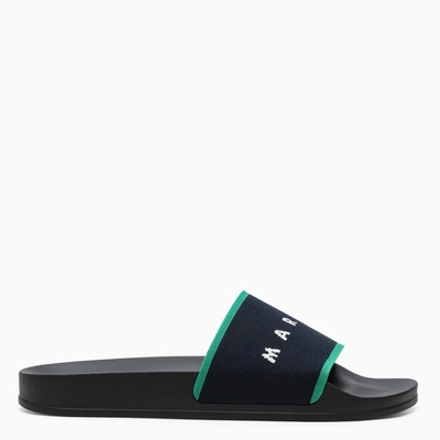 Marni Black/blue/fuchsia Logo-print Slippers