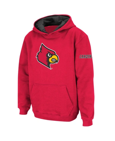 Stadium Athletic Youth Boys Red Louisville Cardinals Big Logo Pullover Hoodie
