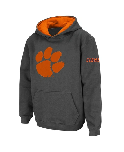 Stadium Athletic Youth Boys Charcoal Clemson Tigers Big Logo Pullover Hoodie