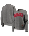 Pressbox Women's Heathered Gray Nebraska Huskers Moose Applique Quilted Crewneck Sweatshirt In Heathered Gray