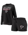 CONCEPTS SPORT WOMEN'S BLACK ATLANTA FALCONS METER KNIT LONG SLEEVE RAGLAN TOP AND SHORTS SLEEP SET