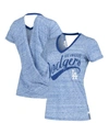 TOUCHÉ WOMEN'S ROYAL LOS ANGELES DODGERS HAIL MARY V-NECK BACK WRAP T-SHIRT