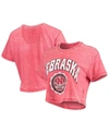 Pressbox Women's Heathered Scarlet Nebraska Huskers Edith Vintage-like Burnout Crop T-shirt In Heathered Scarlet