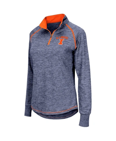 Colosseum Women's Navy Illinois Fighting Illini Bikram Quarter-zip Long Sleeve Jacket